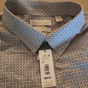 Gold Label Roundtree & Yorke Big & Tall Non-Iron Long Sleeve Geometric X Print S